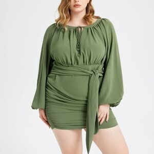 🍎 Ruched Belted Dress 3x - 24